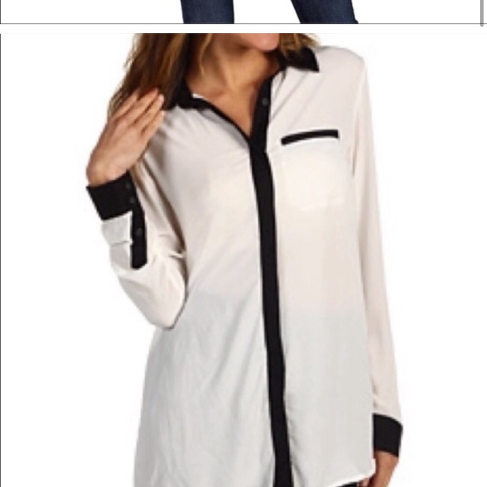 Free people Stylish Black and White Button-Up Shirt